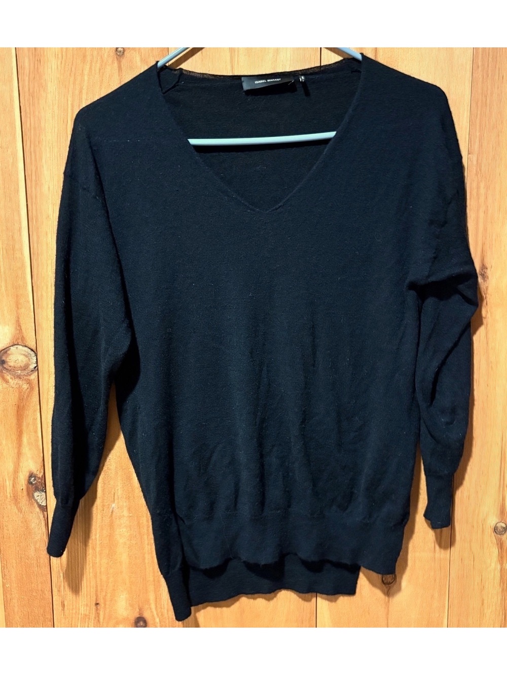 Isabel Marant 100% Cashmere V-Neck Sweater Women's 38 / US 6 Black High Low Hem